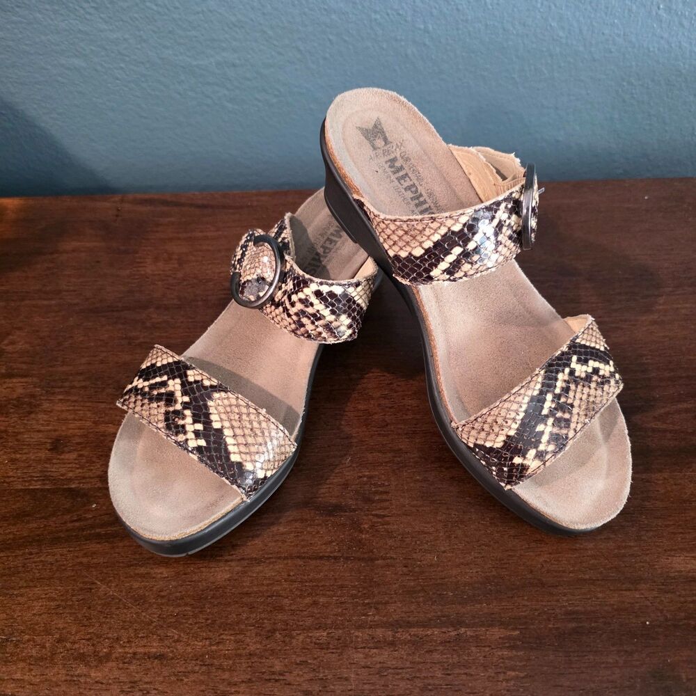 Mephisto Wedge Sandals Women's Size 37 US 7 Leather Snake Print Air Relax